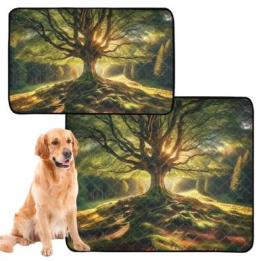 Imagem de Almofadas de xixi laváveis para cães, árvore da vida, reutilizável, para animais de estimação, gatos, à prova d'água, tapetes fofos absorventes para cães para treinamento de penico, pequeno x pacote