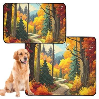 Imagem de TSENQUE Almofadas laváveis para xixi para cães, árvores florestais, gatos, reutilizáveis, antiderrapantes, impermeáveis, absorventes para adestramento de cães, pacote com 3 unidades