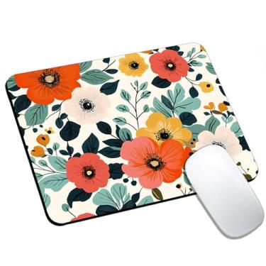 Imagem de Tapete de rato floral com padrão aquarela pequeno, tapete de rato de computador para mesa, base de borracha antiderrapante, tapete portátil para laptop, 24 x 20 cm, design quadrado para casa e