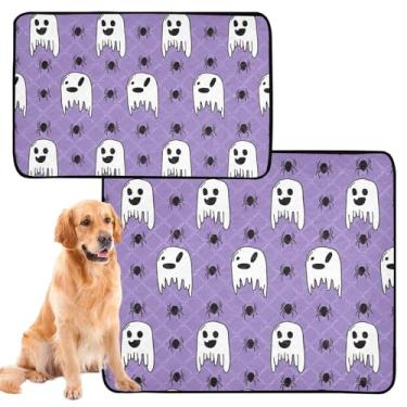 Imagem de TSENQUE Almofadas de xixi laváveis para cães de estimação fantasma roxo para animais de estimação almofadas impermeáveis antiderrapantes absorventes almofadas de treinamento para penico, médio +