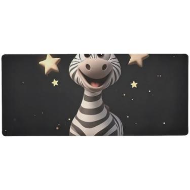Imagem de Lindo mouse pad preto zebra para mesa antiderrapante, tapete de mouse grande para jogos, 90 x 39,9 cm, superfície lisa para controle de precisão