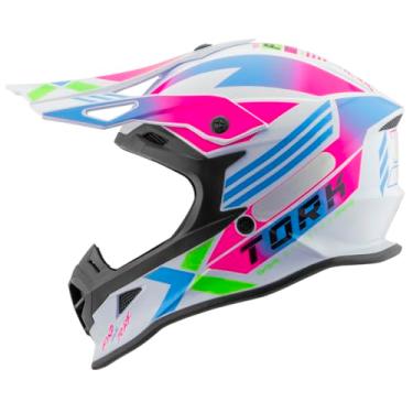 Imagem de Capacete Motocross Pro Tork Fast Next Brilhante Branco - Rosa Tam. 60