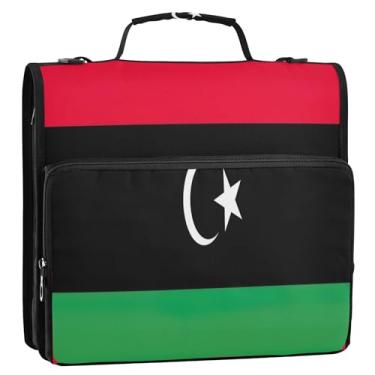 Imagem de Fichário escolar com bandeira da Líbia - Organizador de portfólio com 3 anéis