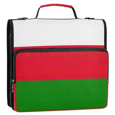 Imagem de Fichários com bandeira de Omã de 3 cm 3 anéis, organizador de fichário de zíper resistente, bolsa escolar com alça de ombro personalizada, vários bolsos, pasta grande para portfólio