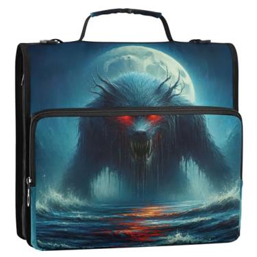 Imagem de Bolsa organizadora de fichários escolares com alça de ombro com alça de ombro e alça de ombro com 3 argolas com estampa de monstro