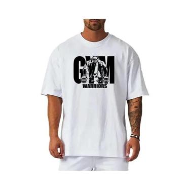 Imagem de Camiseta De Algodão Oversized Masculina Para Verão, Manga Curta, Ombro