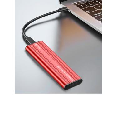 Imagem de Adaptador M.2 SATA SSD, USB3.2 Gen1 5Gbps Tipo-C para SATA NGFF baseado M.2 Leitor adaptador de unidade de estado sólido, suporta B-Key (tecla B + M) vermelho