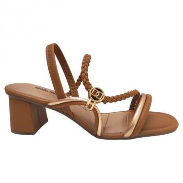 Imagem de Sandália Dakota Salto Bloco Tiras Trançadas Feminina Y9371, Marrom, 35