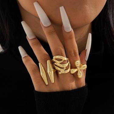 Imagem de Anéis de ouro grossos que não mancham para mulheres, anéis de prata empilháveis, joias modernas, anéis ajustáveis para uso diário, presentes de natal presentes de amizade para mulheres dia dos