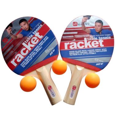 Imagem de Kit Tenis De Mesa Com 2 Raquetes + 3Bolas Pretovermelho