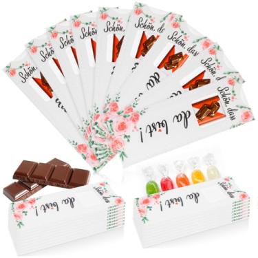 Imagem de ZJMCAJY Bolsa de presente Schön dass du da bist com 24 peças para embalagem de chocolate, lembrança de festa para comemoração de aniversário, reunião de férias (rosa)