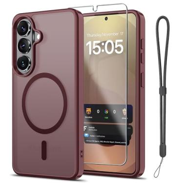 Imagem de Janmitta Capa magnética para Samsung Galaxy S26, com protetor de tela, compatível com MagSafe, proteção contra quedas de grau militar, capa de telefone fosca translúcida fina à prova de choque