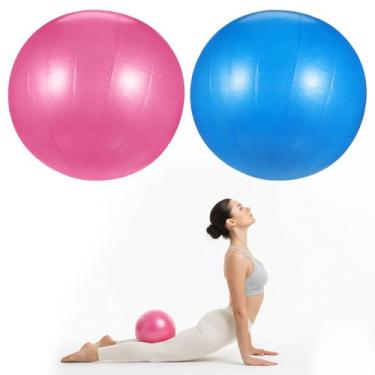 Imagem de Grevosea Bola de Pilates 22 cm, pacote com 2 bolas de exercícios pequenas para ioga, treinamento básico, fisioterapia, estabilidade, barra, stretch rosa e azul