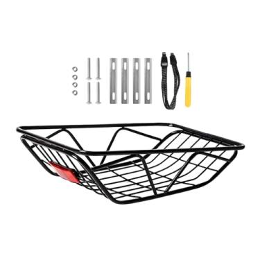 Imagem de harayaa Cesto traseiro para bicicleta, grande, para armazenamento de carga e bagagem, com parafusos e chave de fenda, à prova de ferrugem, preto, Style B