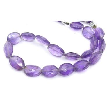 Imagem de 15 peças de contas ovais de ametista azul facetada natural – 8 x 10 mm a 8 x 12 mm aprox. | Contas soltas de pedra preciosa genuína para fabricação de joias – Colar, pulseira, brincos DIY