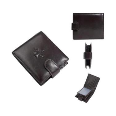 Imagem de Carteira Bifold Masculina Em Couro Legítimo Grande Capacidade Bloqueio