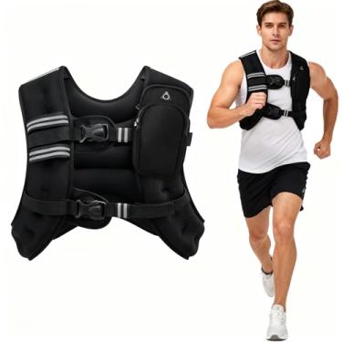 Imagem de Colete esportivo pesado, colete de suporte de peso ajustável, adequado para exercícios, treinamento de força, corrida, fitness, musculação, perda de peso, halterofilismo (preto, 5,4 kg)