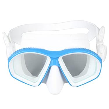 Imagem de Óculos de Mergulho, Lentes de Vidro de Alta Definição, óculos de Natação de Pressão Ocular Difusa Ajustável para Crianças para Mergulho Com Snorkel (Azul)