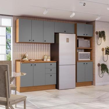 Imagem de Armário De Cozinha Completa 270cm Canela/cinza Sagrado Pixel Kappesberg