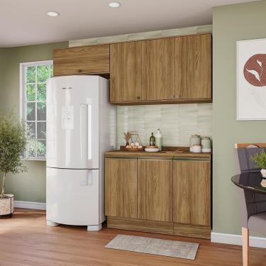 Imagem de Armário De Cozinha Compacta 100% Mdf 200cm Nogueira Celeste Kappesberg