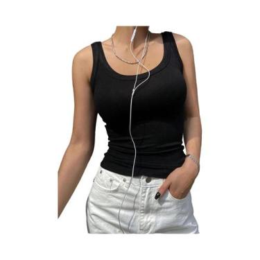 Imagem de Camisola De Verão Feminina Em Algodão Sem Mangas, Top De Malha Que Cob