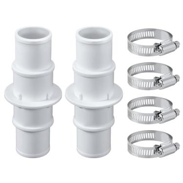 Imagem de 2 conectores de mangueira de piscina, com 4 braçadeiras de mangueira de 3,5 cm ou 3,5 cm, acoplamento adaptador de piscina, acessórios de vácuo para aspiradores de pó de natação, bomba de filtro