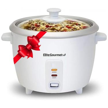 Imagem de Panela de Arroz Elétrica 1,2L com Função Manter Aquecido, 110V, Elite Gourmet ERC003, Branca