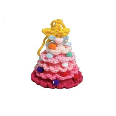 Imagem de Pingente colorido de sino de crochê tricotado à mão, lindo chaveiro de árvore de Natal, bolsa, espelho de carro, enfeite para pendurar na porta, presentes de decoração de festa festiva. (3)