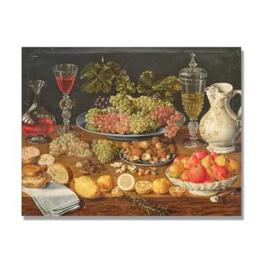 Imagem de NHLDZYH Arte em tela vintage de frutas mortas, pintura clássica de cozinha country, decoração de parede de casa de fazenda quente para sala de jantar e cozinha. B13. 60x80cm-23,7x31,5 pol. Somente