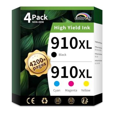 Imagem de colorfly Cartuchos de tinta 910XL multipack compatíveis com HP 910 910-XL substituição para impressora HP OffceJet 8010/8012/8014/8015 OffceJet Pro Series 8022/8023/8024/8025 (pacote com 4)