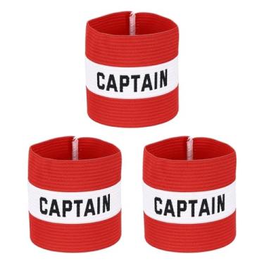 Imagem de YELARXI Braçadeira Capitão, Braçadeira de Capitão de Futebol Elásticas Ajustáveis Braçadeiras Líder Equipe Esportiva Banda de Jogador de Rugby 13 x 8,6 cm e Vermelho/Branco e 3 Peças-Adequado para