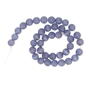 Imagem de Ainoli 10mm joias faça você mesmo contas redondas requintadas e elegantes contas de pedra natural para fazer pulseira e colar (violeta claro)