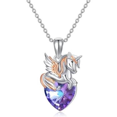 Imagem de SHAPERELLE Lindo colar com pingente de unicórnio arco-íris, aço inoxidável antimanchas, Normal, Aço inoxidável, Sem Pedra Preciosa