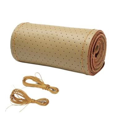 Imagem de Capa de volante de trança, trança de couro para volante, estação universal, antiderrapante, acessórios de carro (bege)