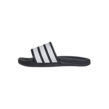 Imagem de adidas Sandália Adilette Comfort 2.0 unissex para adultos, Tinta/branco/tinta, 12 Women/11 Men