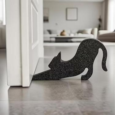 Imagem de Batente de porta criativo para gatos (preto) - Silhueta elegante decorativa cunha de porta - impressa em 3D