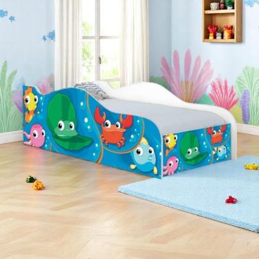 Imagem de Cama Carro Fun Adesivada Fundo Do Mar Peixes Solteiro