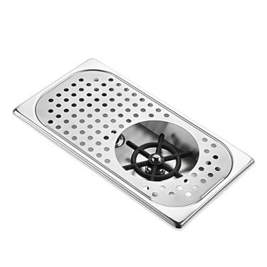 Imagem de Generic Enxaguador de vidro embutido para pia de cozinha, garrafa de aço inoxidável, copo de pulverização automático com vários furos para pia com orifício de drenagem, entrada e saída, tubo de água