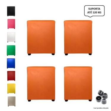Imagem de Kit 4 puff quadrado banqueta cubo sala de jogos/estar quarto - Mercadã