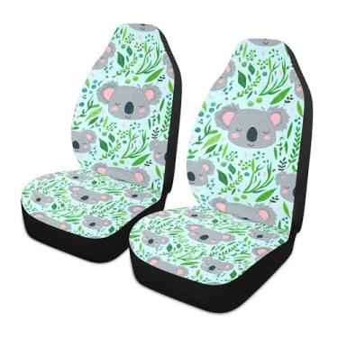 Imagem de xigua Capas de assento dianteiras universais fofas Koala, pacote com 2, capas protetoras de assento de carro respiráveis para decoração de interiores automotivos, SUV, carros automotivos, caminhões