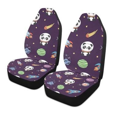 Imagem de xigua Capas de assento dianteiras universais fofas Pandas, pacote com 2, capas protetoras de assento de carro respiráveis para decoração de interiores automotivos, SUV, carros automotivos, caminhões