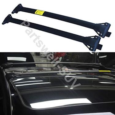 Imagem de YiXi-Partswell 2 peças de rack de teto barras transversais bagageiro de aço inoxidável adequado para VW Volkswagen Touareg 2011-2018 - preto