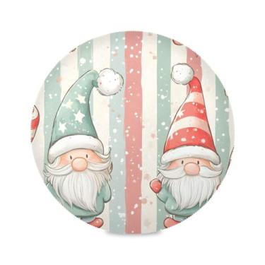 Imagem de STAYTOP Jogo americano redondo com gnomos de Natal fofos, 4 peças, tapetes de mesa antiderrapantes fáceis de limpar para decoração de mesa de festa e churrasco