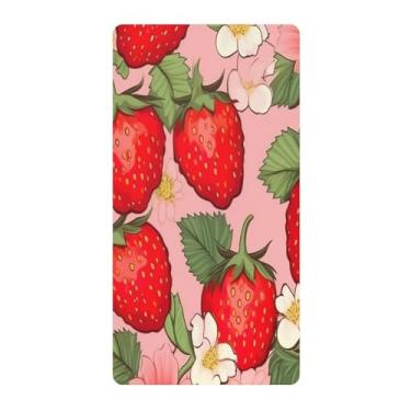 Imagem de Blueangle Lençol de berço padrão para berço infantil - Lençóis de algodão macio e respirável com estampa de morango (501)