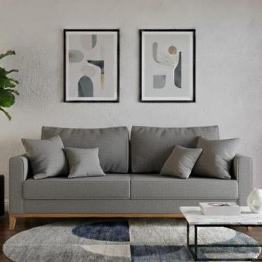 Imagem de Sofá Living Beny 1,80m. Estofado em linho. - Leonardi, Cinza