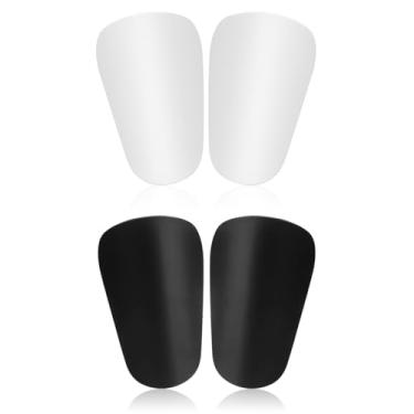 Imagem de 4 mini caneleiras de futebol, caneleiras pequenas de 10 x 6 cm, equipamento de proteção para adolescentes, adultos, meninos e meninas (preto + branco)