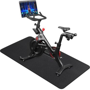 Imagem de TOBWOLF Tapete de bicicleta Peloton antiderrapante de dupla face, 160 cm x 76 cm, tapete antiderrapante para bicicleta ergométrica para piso de madeira, tapete de equipamento de exercício para