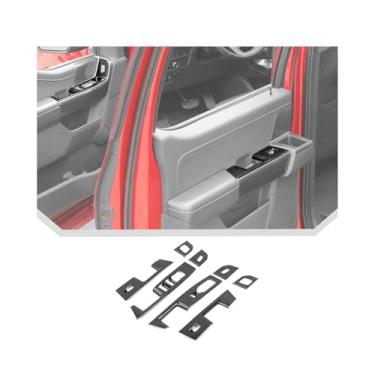 Imagem de JeCar Acessórios de acabamento interno de fibra de carbono para Ford F150 2021+ - Atualização da decoração da tampa do painel do botão interruptor de janela ABS
