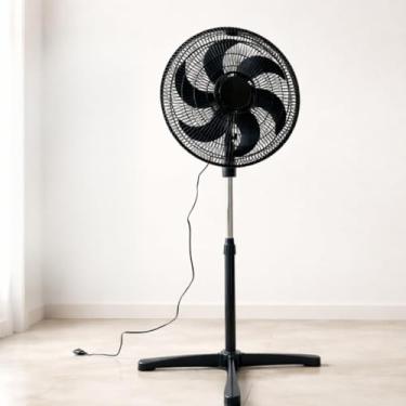 Imagem de Ventilador de chão com coluna e pedestal 40cm,turbo silencioso 6 pás cor preta