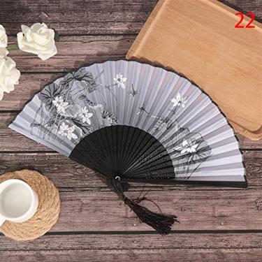Imagem de Ventilador de mão dobrável para, ventiladores dobráveis, 1 peça retro chinês japonês seda ventilador dobrável ornamentos decoração de casa pintura floral fãs de mão ventilador decorativo festa dança
